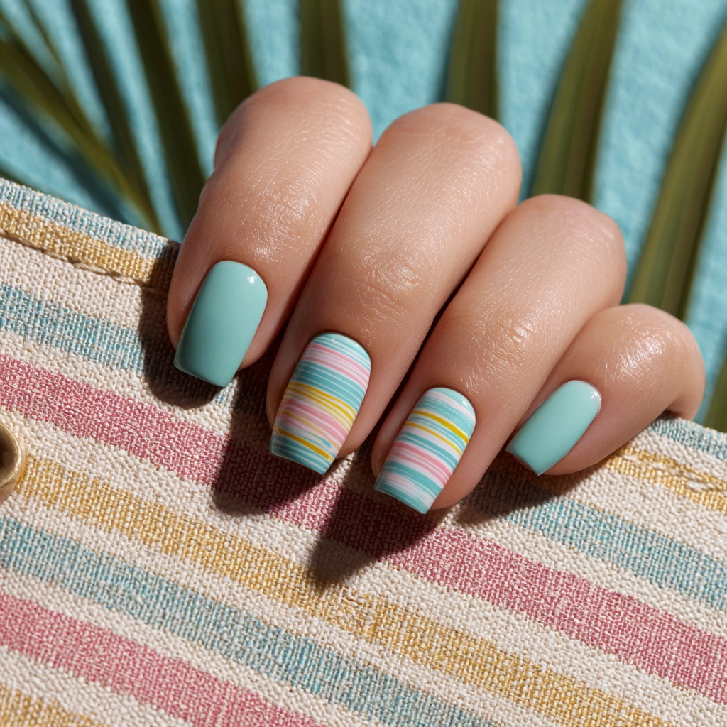 Beach Towel Stripe Nails