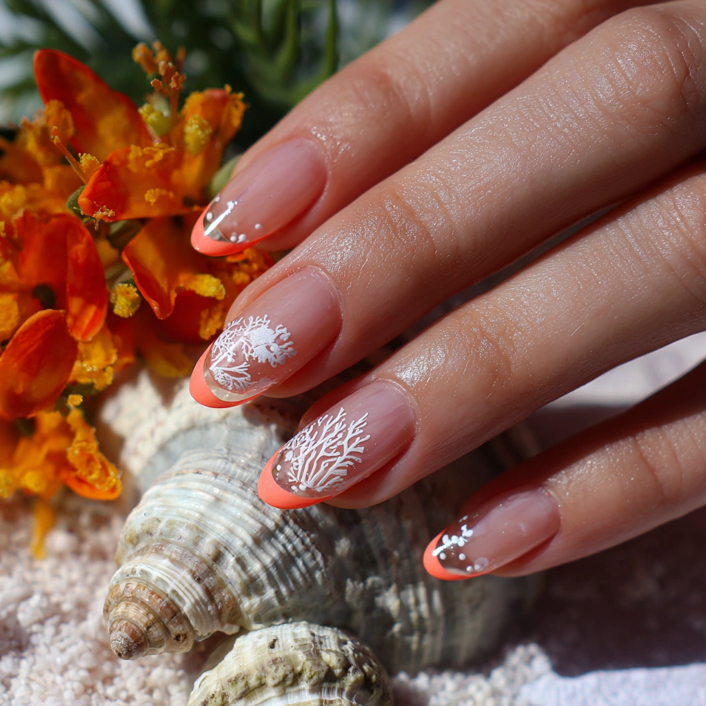 Coral Reef Tips Nails