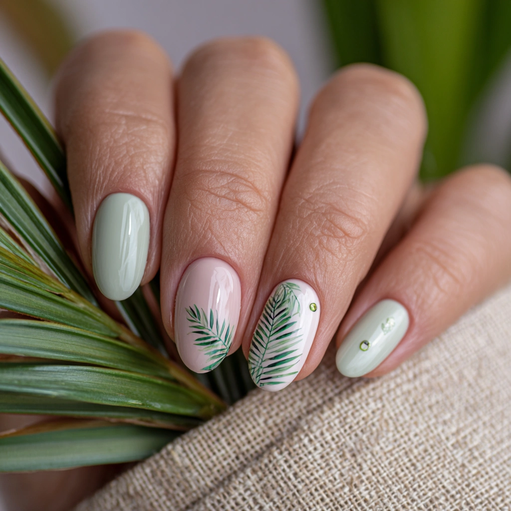 Palm Leaf Lines Nails