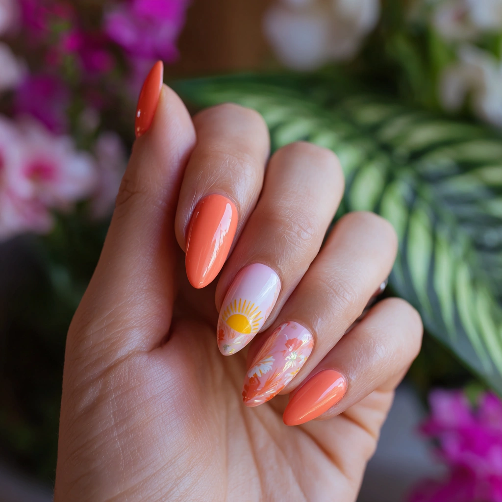 Sunset Drip Nails