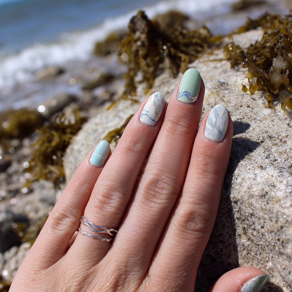 Ocean Ripple Nails